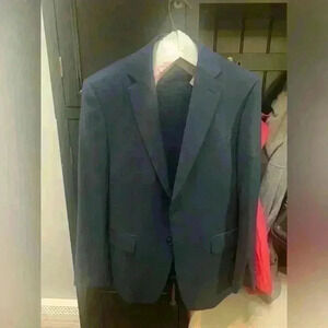 Calvin win Men’s 100% Wool Navy Suit 40 Slim Jacket 30x30 pants